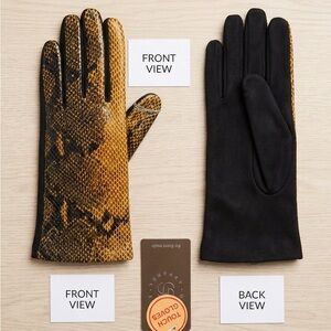 Snake Print and Black Touch Gloves